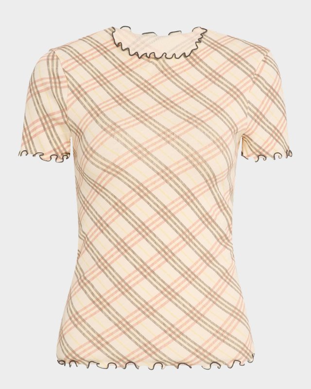 Check Short-Sleeve Fitted T-Shirt